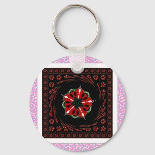 Porte-clés Beau rose Bleu Blanc Coeurs d'amour Design