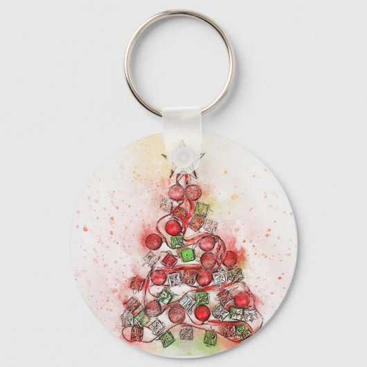 Porte-clés Beau sapin de Noël décoré (Recto)