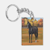 Porte-clés Beau Stallion Cheval du Quartier Noir (Devant gauche)