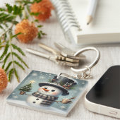 Porte-clés Beau tourbillon Noël/bonhomme de neige d'hiver (Devant Droit)