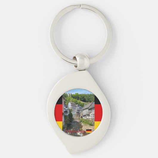Porte-clés Beau village allemand Monschau en été (Devant)