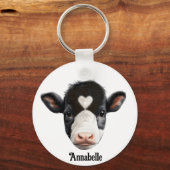 Porte-clés Beau visage de vache noir et blanc (Recto)
