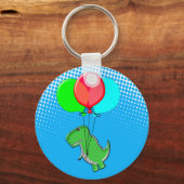 Porte-clés Beau Vol T-Rex Avec Ballons Dans Ciel Bleu (Recto)