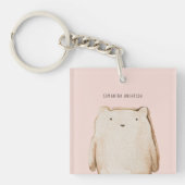 Porte-clés Beauté Moderne Pastel Ours Rose Avec Nom (Devant)