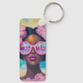 Porte-clés Beauté tropicale dans les tons roses (Verso)