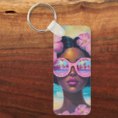 Porte-clés Beauté tropicale dans les tons roses (Recto)