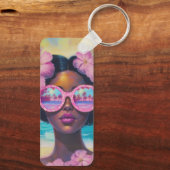 Porte-clés Beauté tropicale dans les tons roses (Verso)