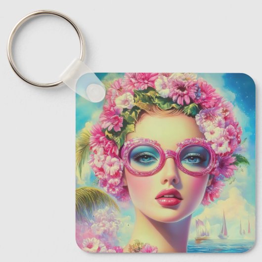 Porte-clés Beauté tropicale rétro (Recto)