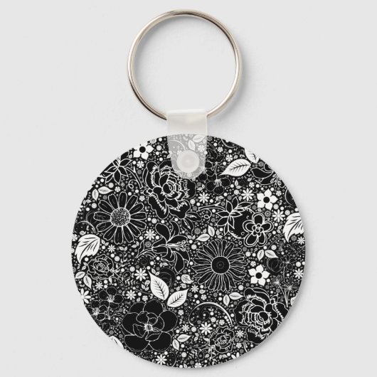 Porte-clés Beautés botaniques Noir et Blanc (Recto)