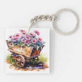 Porte-clés Beautiful Aster Flowers In A Wheel Barrel (Dos)