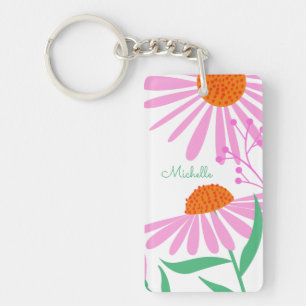 Porte-clés Beautiful Daisies nom personnalisé porte - clé