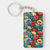 Porte-clés Beautiful Yellow Blue and Red Flowers Two-sided (Devant)