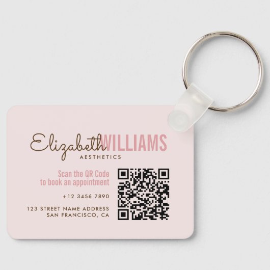 Porte-clés Beauty Esthétique Business & Loyalty Card QR Code (Recto)