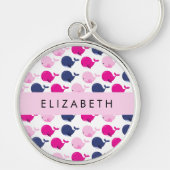 Porte-clés Beaux Baleines, Motif De Baleines, Votre Nom (Devant)