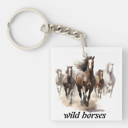 Porte-clés beaux chevaux sauvages (Devant)