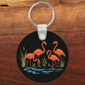 Porte-clés Beaux flamants dans le lac (Recto)