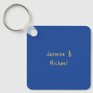 Porte-clés Beaux Noms De Couple Calligraphie Chic Bleu Et Or