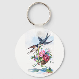 Porte-clés Beaux oiseaux Vintages et fleurs Floral