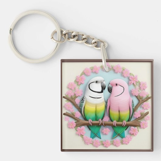 Porte-clés Beaux perroquets illustratifs ensemble (Devant)