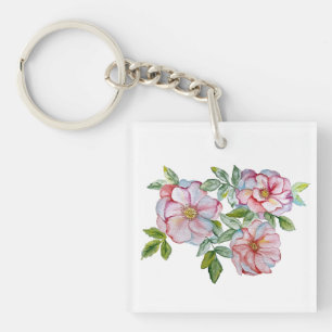Porte-clés Beaux roses d'aquarelle réalistes.