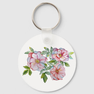 Porte-clés Beaux roses d'aquarelle réalistes.