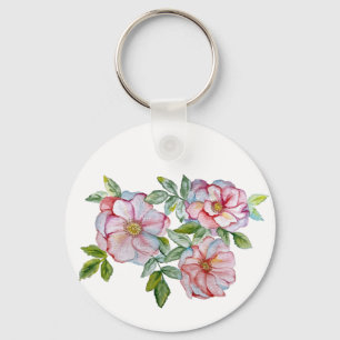 Porte-clés Beaux roses d'aquarelle réalistes.