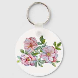 Porte-clés Beaux roses d'aquarelle réalistes.
