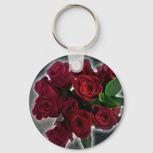 PORTE-CLÉS BEAUX ROSES ROUGES