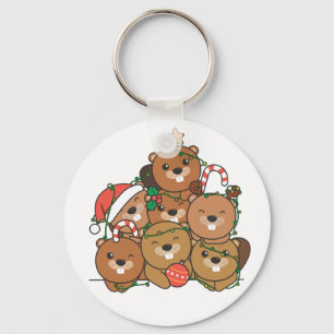 Porte-clés Beaver Christmas Tree Drôle Animal Christmas Keych