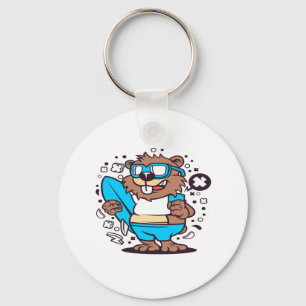 Porte-clés Beaver Surfing