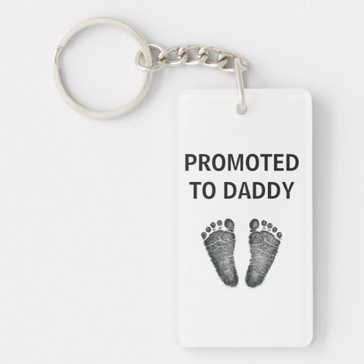 Porte-clés Bébé à Empreinte Encerclée Promu Papa (Devant)
