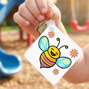 Porte-clés Bébé Abeille Mignonne et Souriante Kawaii avec des