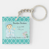 Porte-clés Bébé bébé garçon en bleu avec fleurs (Dos)