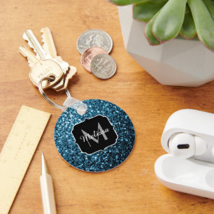 Porte-clés Bébé bleu clair faux parties scintillant scintille