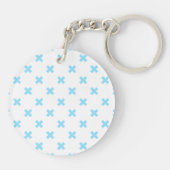 Porte-clés Bébé bleu croix coutures sur blanc (Dos)