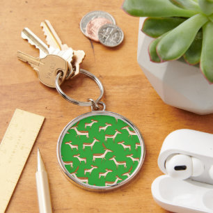 Porte-clés Bébé cerf et famille vert pâle