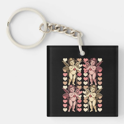 Porte-clés Bébé Cupidon Coquette arc Rétro Saint-Valentin (Devant)