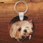 Porte-clés Bébé dans un sac Chiot maltais (Recto)