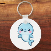 Porte-clés Bébé dauphin bleu Kawaii (Recto)