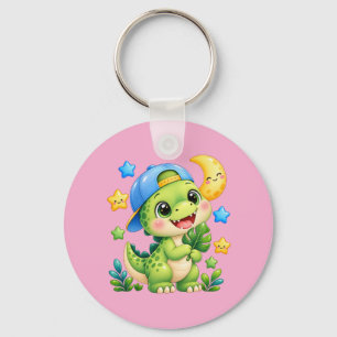 Porte-clés bébé dinosaure rose brillant mignon