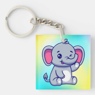 Porte-clés Bébé éléphant mignon assis dessin animé-23800