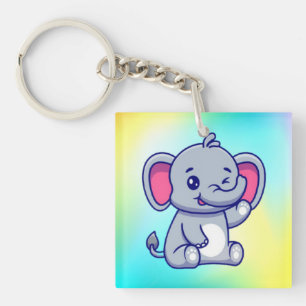 Porte-clés Bébé éléphant mignon assis dessin animé-23800