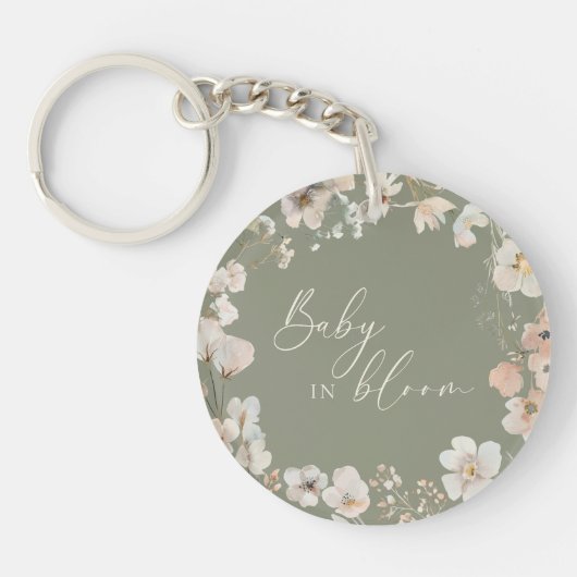 Porte-clés Bébé en fleurs Sage Baby shower Fleur sauvage vert (Devant)