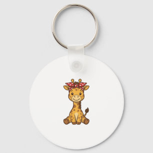 Porte-clés Bébé girafe mignon avec noeud papillon design vect