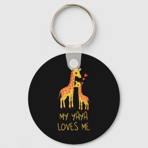 Porte-clés Bébé girafe mignon et grand-mère ma yaya m'aime