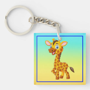 Porte-clés Bébé girafe mignon souriant dessin animé-35280