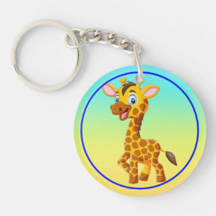 Porte-clés Bébé girafe mignon souriant dessin animé-35280