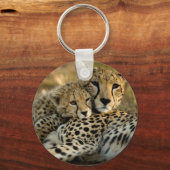 Porte-clés Bébé guépard câlinant sa mère (Recto)