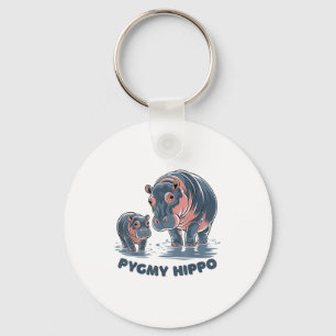 Porte-clés Bébé Hippopotame Nain Mignon Moo Deng Zoo Drôle Po
