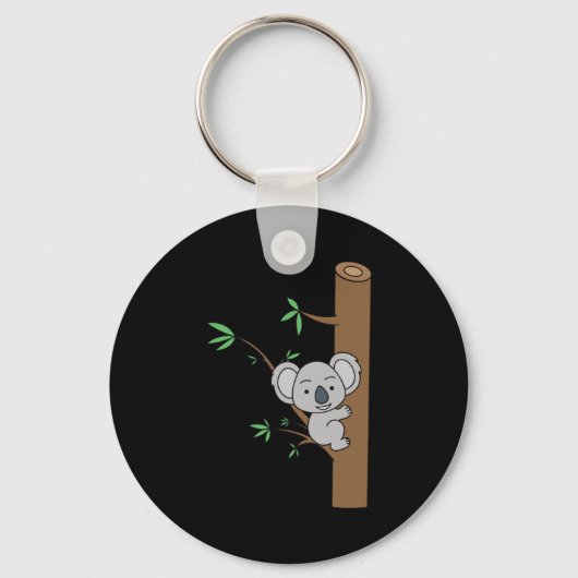 Porte-clés Bébé koala mignon grimpant à un eucalyptus (Recto)